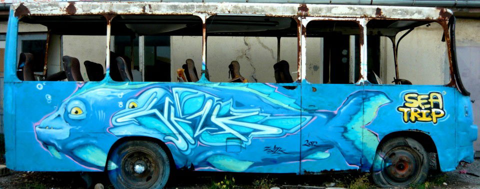 Graffiti Wall in Popovo - Photo by WILK - sea, fish, bulgaria (2012)