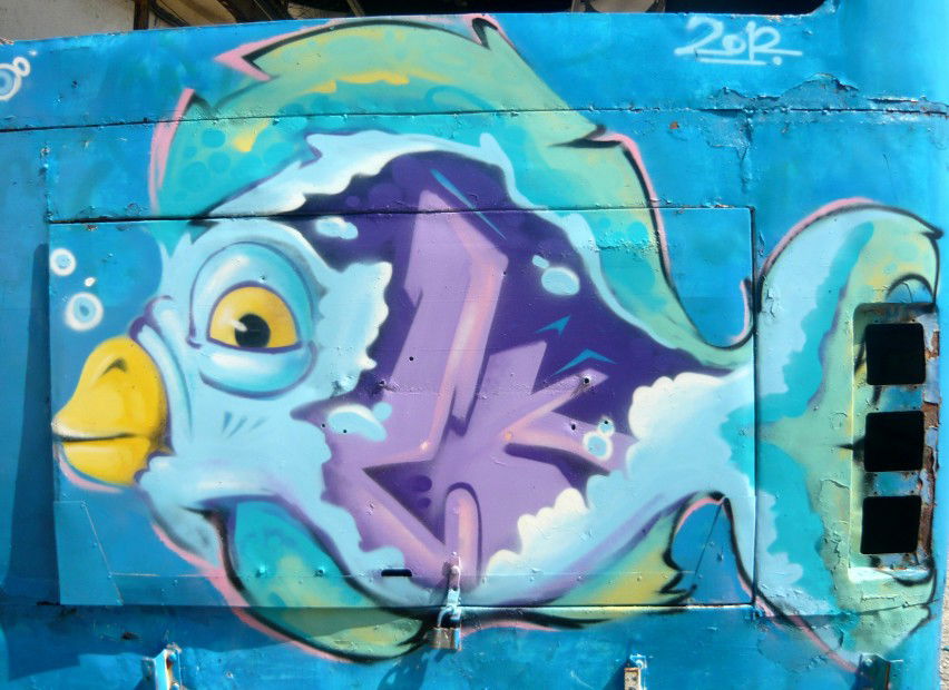 Graffiti Wall in Popovo - Photo by WILK - wilk, bulgaria, fish (2012)
