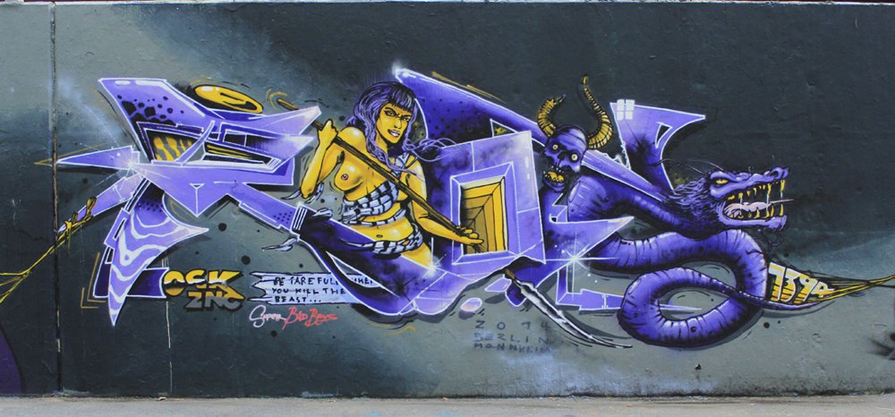 Graffiti Wall in Monheim am Rhein - Photo by WORLDSTREETART - osk, znc, Riots (2014)