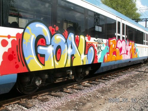 Graffiti Train in Warsaw - Photo by WWA022 - goal, boom, wtk