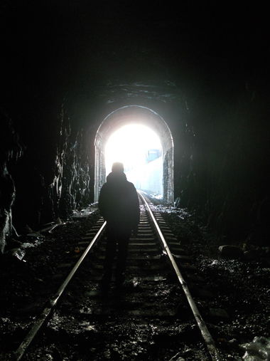 Graffiti Train in Bergen - Photo by Waddap1 - dark, tunnel, light