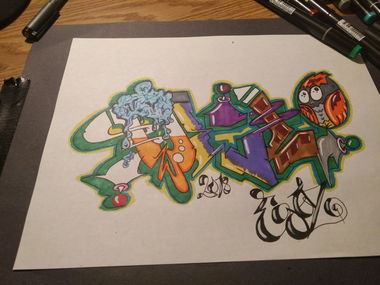 Graffiti Sketch in Shafter - Photo by Westernbakey - eggz, owl (2018)