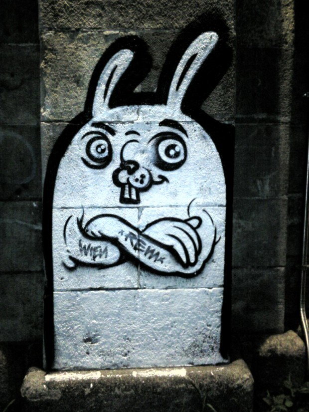 Graffiti Bombing in Vienna - Photo by Wolfneck - rabbit, eye, movement