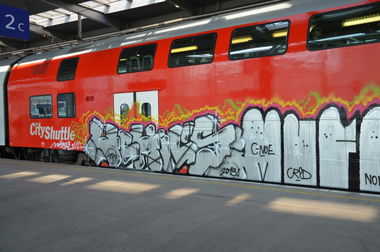 Graffiti Train in Vienna - Photo by Wolfneck - city, shuttle, wien