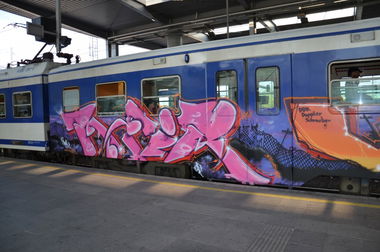 Graffiti Train in Vienna - Photo by Wolfneck - sbahn, wien, vienna