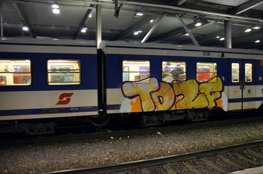 Graffiti Train in Vienna - Photo by Wolfneck - td2f, too, drunk