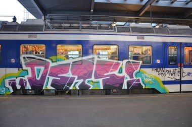 Graffiti Train in Vienna - Photo by Wolfneck - trains, wien, vienna