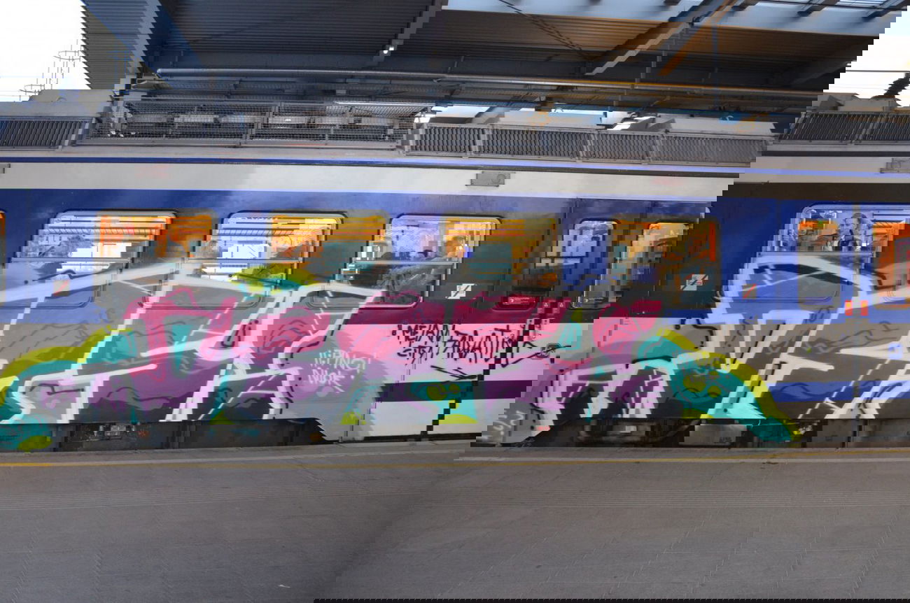 Graffiti Train in Vienna - Photo by Wolfneck - trains, wien, vienna