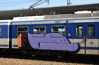 Graffiti Train in Vienna - Photo by Wolfneck - train, sbahn, graffiti