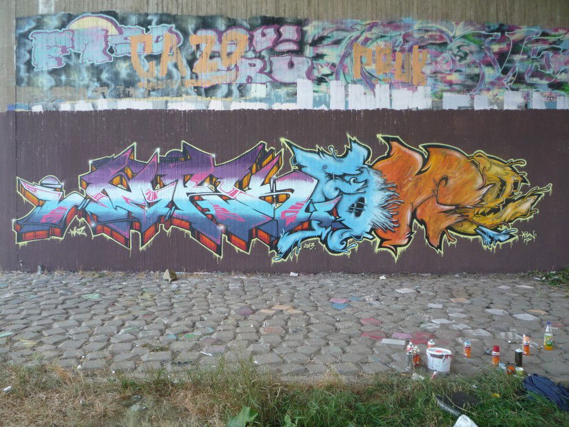 Graffiti Wall in Neuss - Photo by Worker - Work, Fore, WNR (2013)