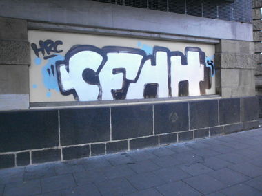 Graffiti Bombing in Hamburg - Photo by Zane_one - cfhh, hsv, hrc (2013)