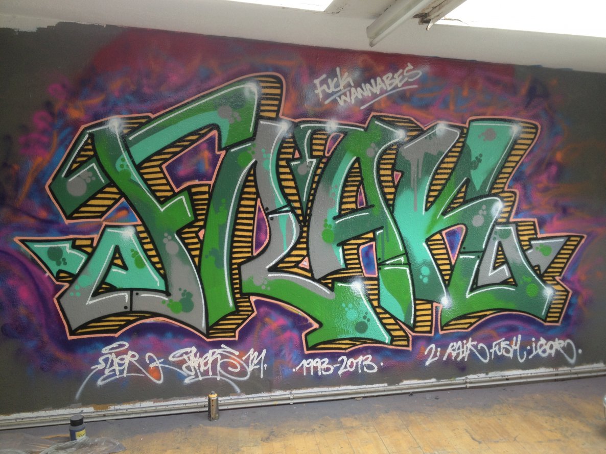 Graffiti Wall in Berlin - Photo by ZiER - frak, jks, jks121 (2013)