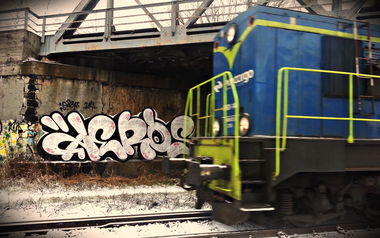 Graffiti Bombing in Ruda Slaska - Photo by aeros - aeros, sw307, trainline (2014)