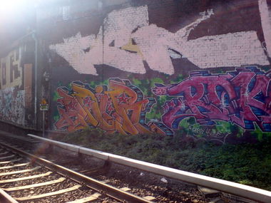 Graffiti Bombing in Berlin - Photo by aerosol - dair, roks, rbs (2008)