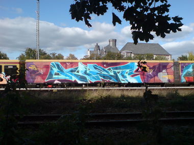 Graffiti Train in Berlin - Photo by aerosol - tcr, sre, wholecar (2009)