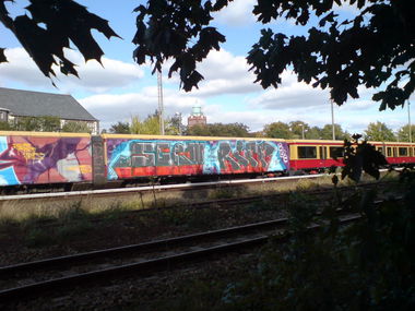 Graffiti Train in Berlin - Photo by aerosol - seew, riff, sre (2009)