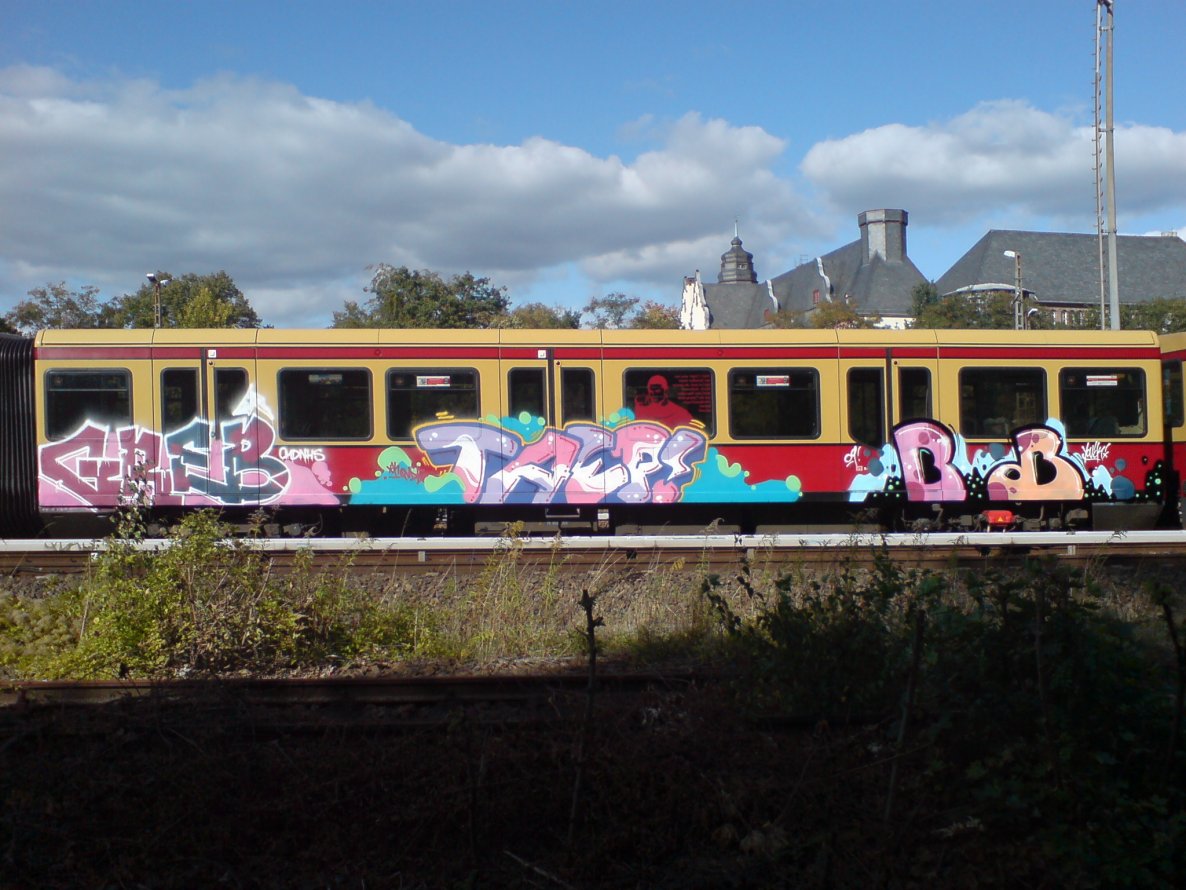 Graffiti Train in Berlin - Photo by aerosol - greb, cmd, nhs (2009)