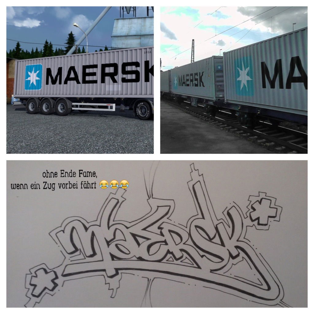 Graffiti in CHEMNITZ  - Photo by akku - Maersk, train, chemnitz (2016)