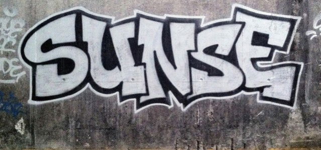Graffiti Bombing in Geneva - Photo by akrosid - Sunse, sunz, pmk (2012)