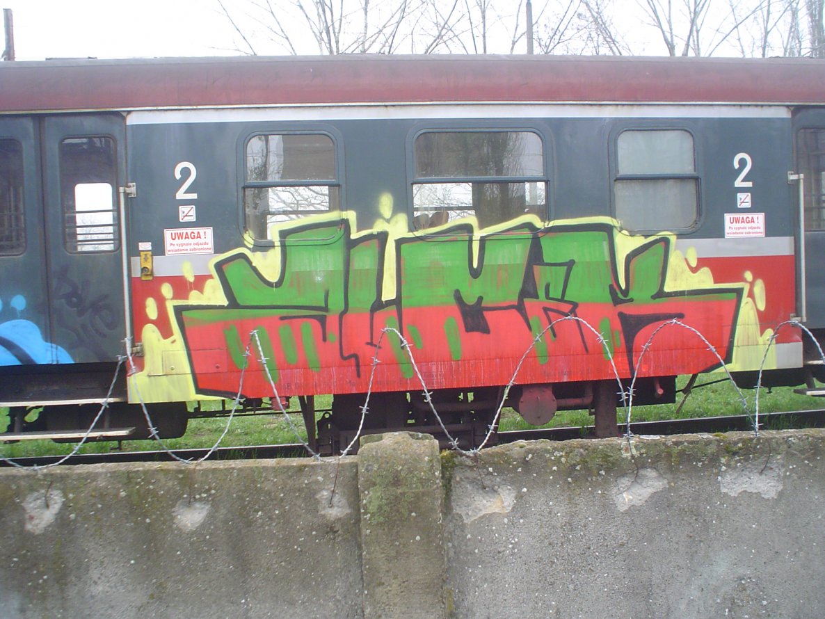 Graffiti Train - Photo by alcer - rainy, night