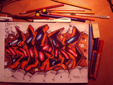 Graffiti Sketch in Yaroslavl - Photo by arkadoscrew - amore (2013)