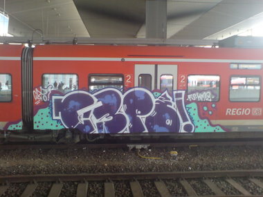 Graffiti Train in Dusseldorf - Photo by auslaender - cepo, c3po, fs