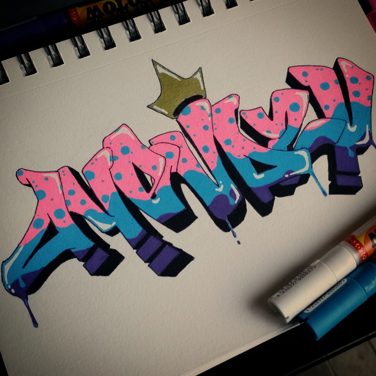 Graffiti Sketch in San josé - Photo by ayejbzy - Molotow, one4all, sharpies (2016)