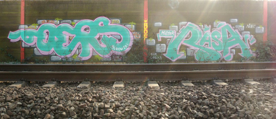 Graffiti Bombing in Wietze - Photo by barbara - oers, rasa, bukowski