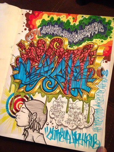 Graffiti Sketch - Photo by benjibaakar - graffiti, blackbook, benjibaakar (2015)