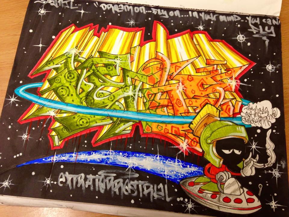 Graffiti Sketch - Photo by benjibaakar - galaxy, marvinthemartian, space (2015)
