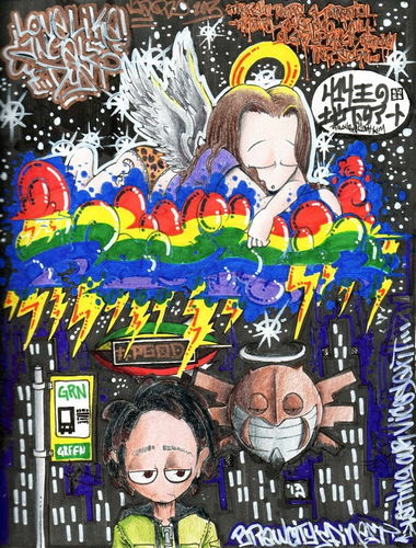 Graffiti Sketch - Photo by benjibaakar - shedinja, pokemon, graffiti (2014)