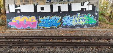 Graffiti Wall in Germany - Photo by bocat - JOY, TACH, KID (2020)