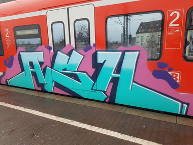 Graffiti Train in Köln - Photo by bocat - ASH (2018)