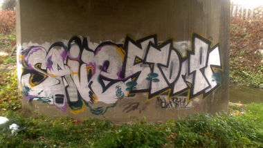 Graffiti Bombing - Photo by bombrstompr - saine, stompr, url (2013)