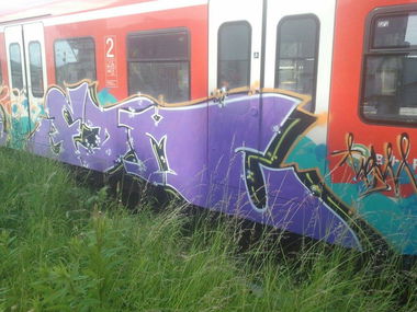 Graffiti Train - Photo by caput79 - jesm, fdm, cops