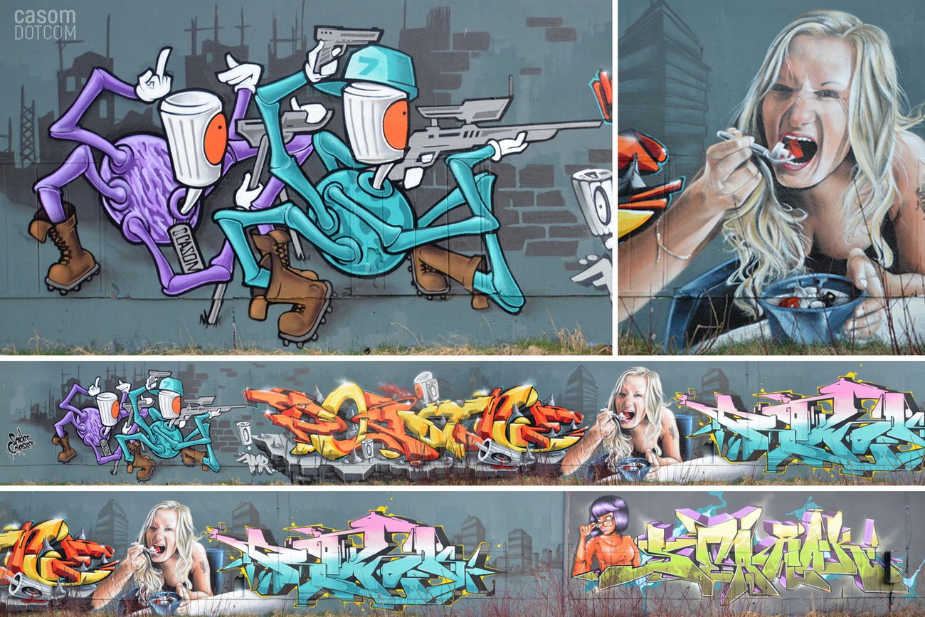 Graffiti Wall in Radebeul - Photo by casom - casom, sevenhells, spidercaps (2018)