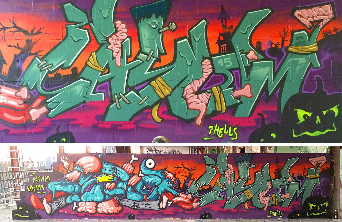 Graffiti Wall in Berlin - Photo by casom - casom, infiver, medusa (2015)