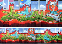 Graffiti Wall in Radebeul - Photo by casom - casom, utopia, 7hells (2018)