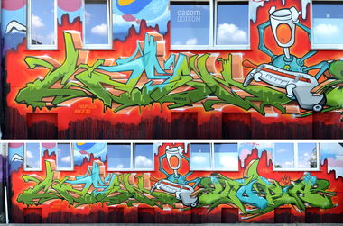 Graffiti Wall in Radebeul - Photo by casom - casom, utopia, 7hells (2018)