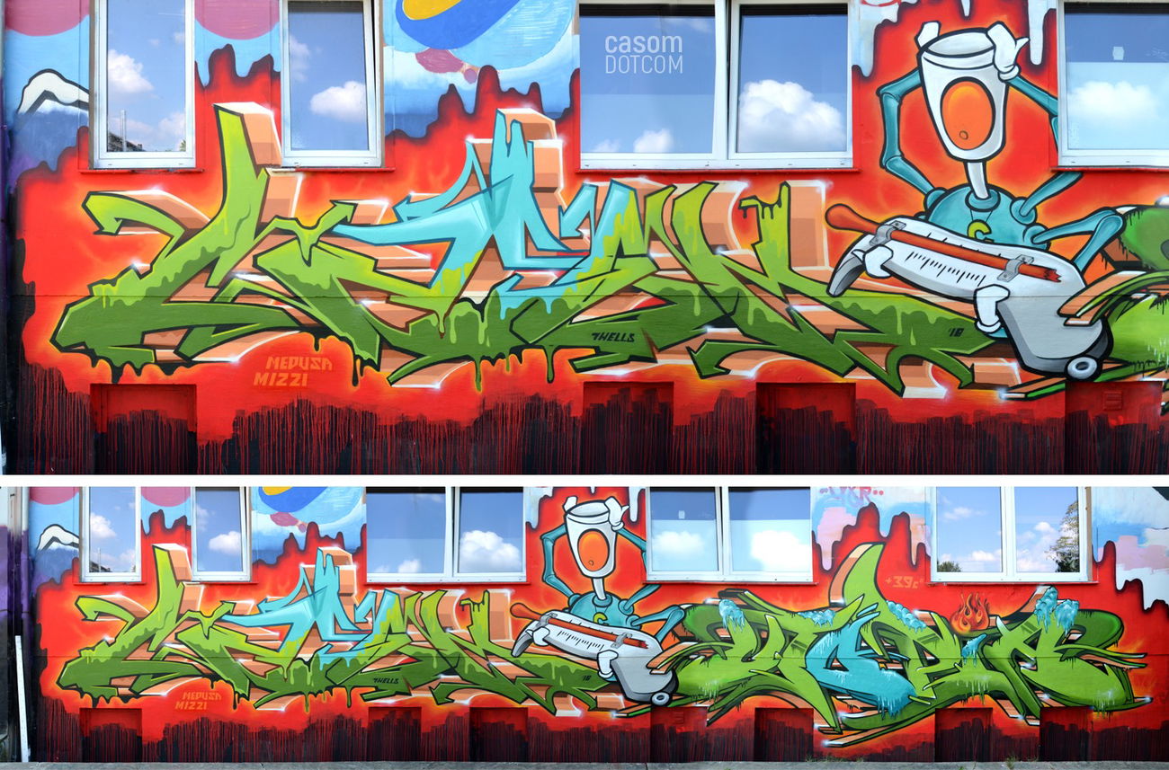 Graffiti Wall in Radebeul - Photo by casom - casom, utopia, 7hells (2018)