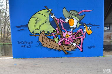 Graffiti Wall in Kiel - Photo by casom - casom, sevenhells, spiedercaps (2018)