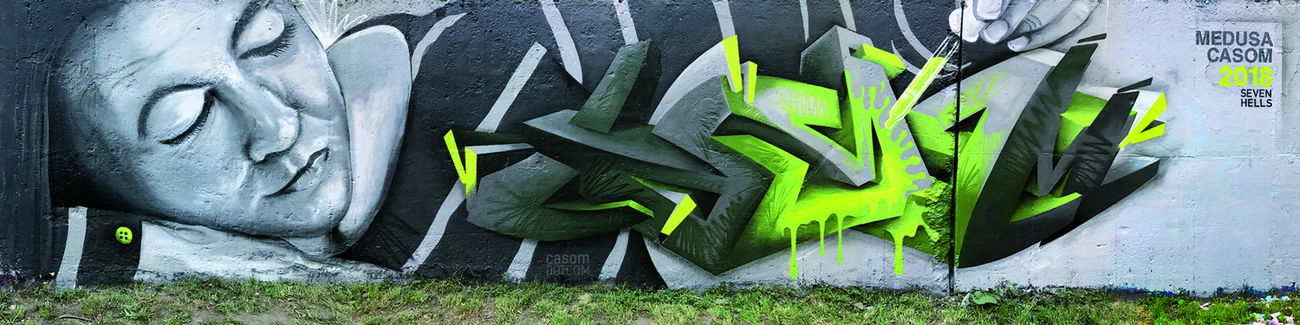 Graffiti Wall in Zwickau - Photo by casom - medusa, casom, 7hells (2018)