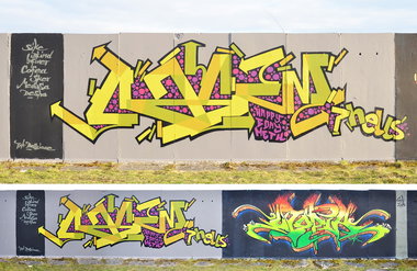 Graffiti Wall in Großenhain - Photo by casom - utopia, casom, 7hells (2015)