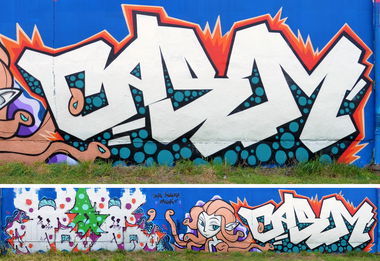 Graffiti Wall in Radebeul - Photo by casom - Casom, Medusa, Boxe (2016)