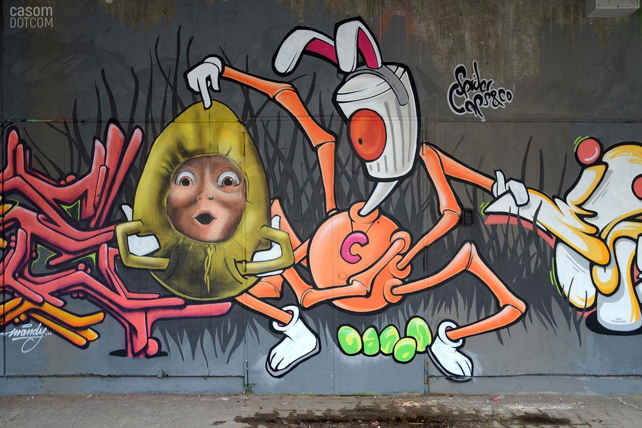 Graffiti Wall in Berlin - Photo by casom - casom, medusa, spidercaps (2018)