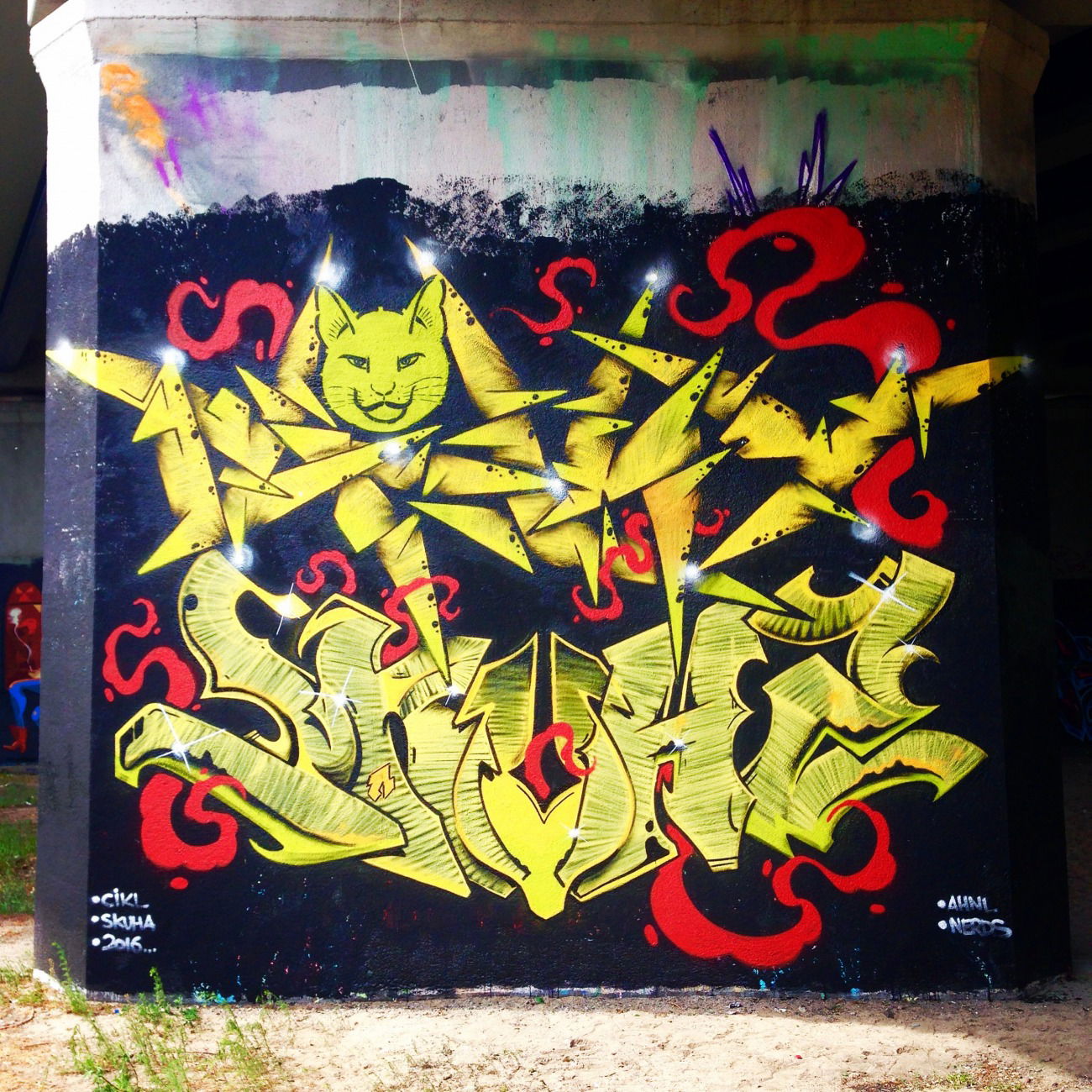 Graffiti Wall in Toruń - Photo by ciklone - cikl1, skuha, cikl (2016)