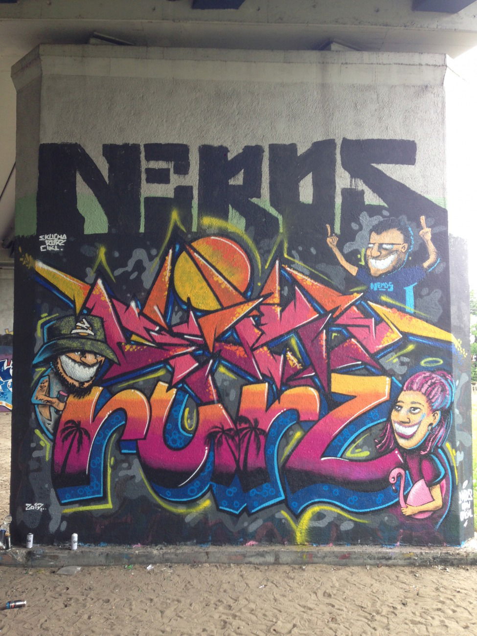Graffiti Wall in Toruń - Photo by ciklone - cikl, skuha, rurz (2017)