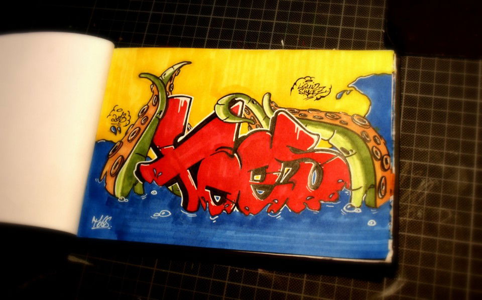 Graffiti Sketch in Bad Vilbel - Photo by concretcolours - Toes, Liquid (2013)