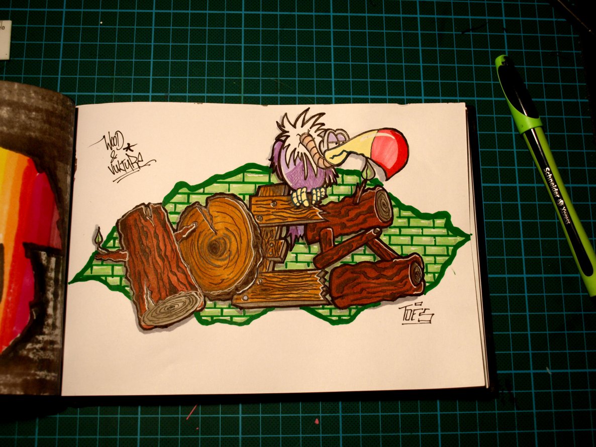 Graffiti Sketch in Bad Vilbel - Photo by concretcolours - Toes, Wood, Vutures (2014)