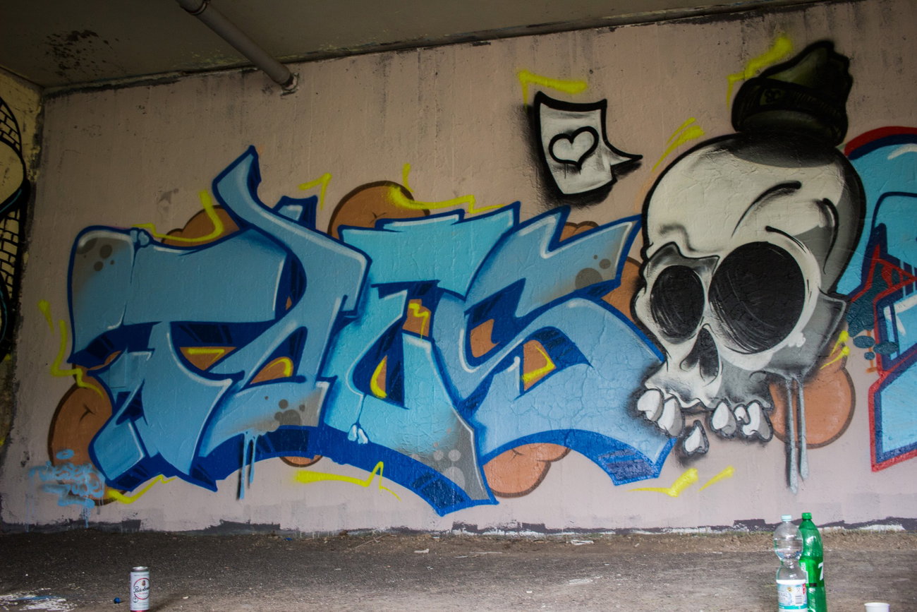 Graffiti Wall - Photo by concretcolours - TOES, SKULL, SC (2016)